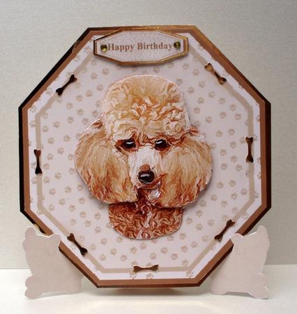 Apricot Poodle Plate Shaped Card & Stand by Audrey Brown clifford