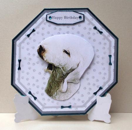 Bedlington Terrier Plate Shaped Card & Stand by Audrey Brown clifford