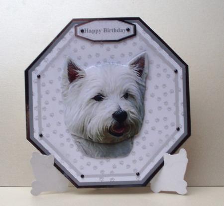 Westie 4 Plate Shaped Card & Stand by Audrey Brown clifford