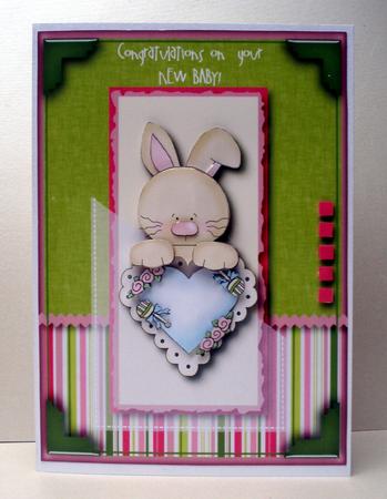 Bunny New Baby Card Front by Audrey Brown clifford