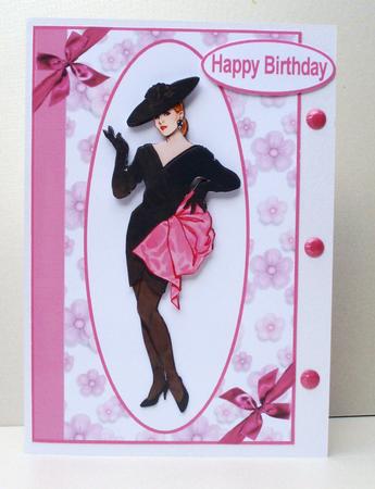 Lady in Pink Decoupage Topper by Audrey Brown clifford
