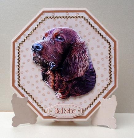 Red Setter Plate Shaped Card & Stand by Audrey Brown clifford