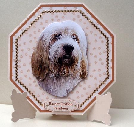 Basset Griffon Vendeen Plate Shaped Card & Stand by Audrey Brown clifford