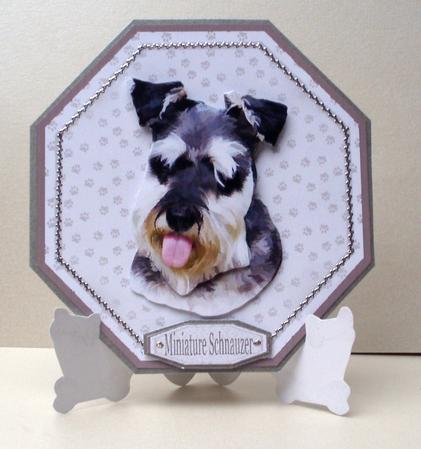 Miniature Schnauzer Plate Shaped Card & Stand by Audrey Brown clifford