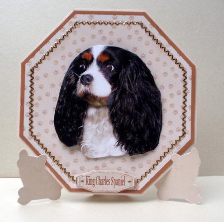King Charles Spaniel Plate Shaped Card & Stand by Audrey Brown clifford