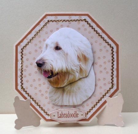 Labradoodle Plate Shaped Card & Stand by Audrey Brown clifford