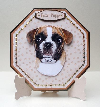 Boxer Puppy Plate Shaped Card & Stand by Audrey Brown clifford