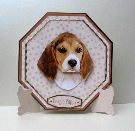 Beagle Puppy Plate Shaped Card & Stand by Audrey Brown clifford