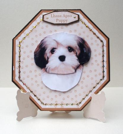 Lhasa Apso Puppy Plate Shaped Card & Stand by Audrey Brown clifford