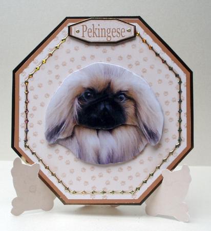 Pekingese Plate Shaped Card & Stand by Audrey Brown clifford