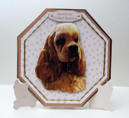 American Cocker Spaniel Plate Shaped Card & Stand by Audrey Brown clifford