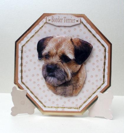 Border Terrier Plate Shaped Card & Stand by Audrey Brown clifford