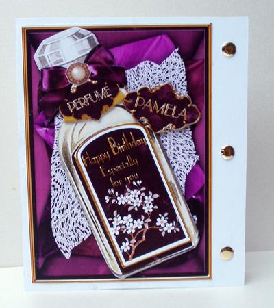 Vintage Purple Birthday Perfume Decoupage for Pamela by Audrey Brown clifford