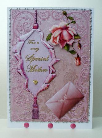Pink Peel Back with Roses and Tassel by Audrey Brown clifford