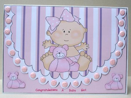 Baby Girl with Teddy Envelope Card by Audrey Brown clifford