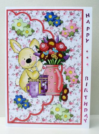 Birthday Springtime Flowers Scalloped Topper by Audrey Brown clifford