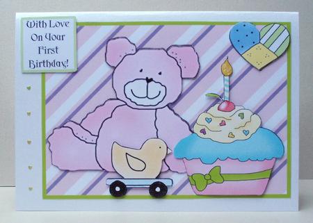 First Birthday Cupcake and Teddy by Audrey Brown clifford