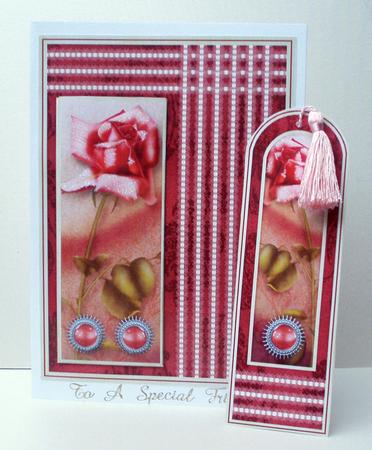 Pink Vintage Rose - Bookmark Pocket Card by Audrey Brown clifford