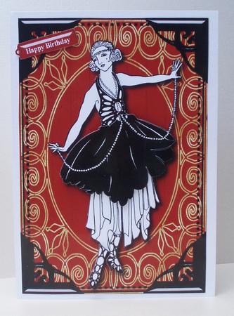 Dancing Diva Art Deco Card Front by Audrey Brown clifford