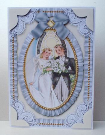 Wedding Couple Lace N Ruffles Card Front Step by Step by Audrey Brown clifford