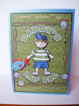 Daddys Lil' Pal Fishing Rod Quick Card Front with Decoupage by Audrey Brown clifford