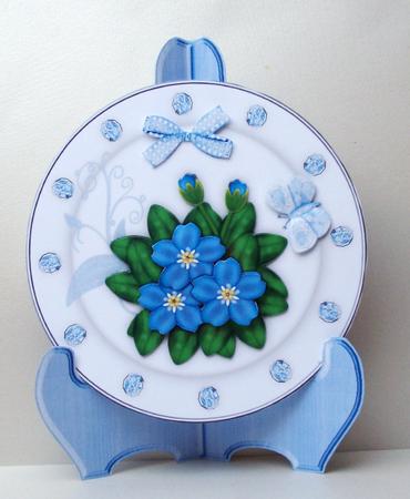 Blue Flowers Plate Card Kit by Audrey Brown clifford