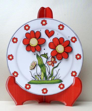 Red Daisies Plate Card Kit by Audrey Brown clifford