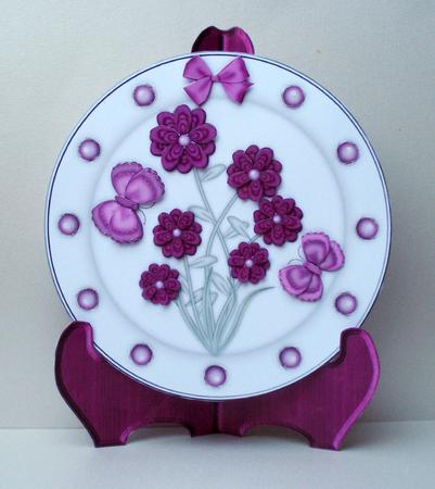 Burgundy Flowers Plate Card Kit by Audrey Brown clifford