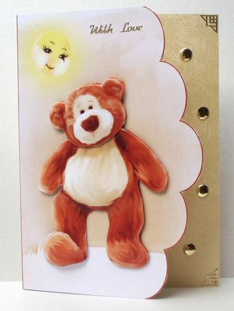 Sunshine Bear Scalloped Card Front by Audrey Brown clifford