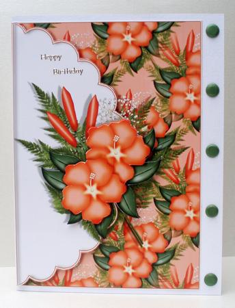 Bright Orange Hibiscus Scalloped Edge Envelope Card by Audrey Brown clifford