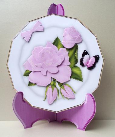 Pink Roses Plate Card Kit by Audrey Brown clifford