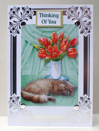 Easter Tulips and Cat by Audrey Brown clifford