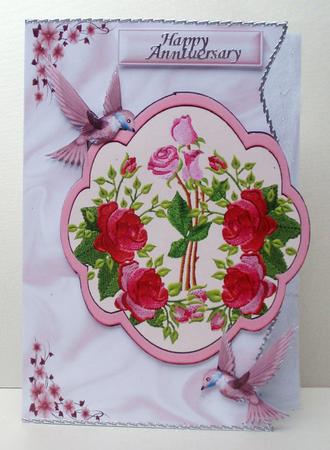 Roses in Bloom with Humming Birds on Wavy Edge by Audrey Brown clifford