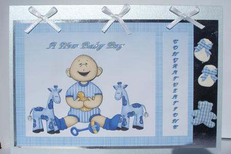 New Baby Boy Step by Step Card Front by Audrey Brown clifford