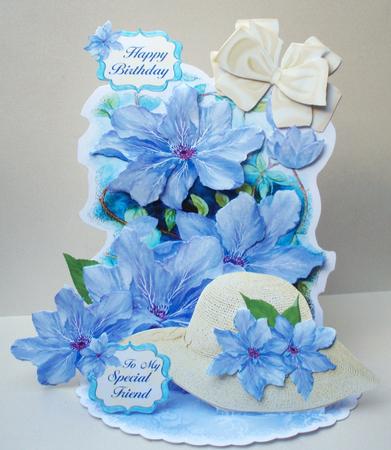 Giant Easel Tableau 3D Card Kit - Blue Clematis by Audrey Brown clifford