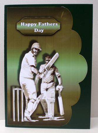 Cricket Fathers Day or Birthday Scalloped Edge Card by Audrey Brown clifford