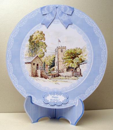 Crowcombe Village Somerset Plate Card Stand & 5 x Sentiments by Audrey Brown clifford