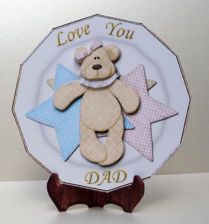 Happy Father's Day Love You Dad Girl Teddy Plate and Stand by Audrey Brown clifford