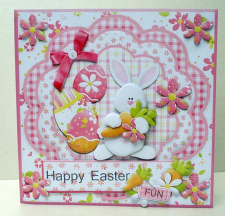 Happy Easter Bunny with Eggs Quick Cut & Fold Card by Audrey Brown clifford
