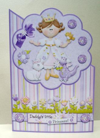 Daddy's Little Princess and Her Pets Quick Cut and Fold Card by Audrey Brown clifford