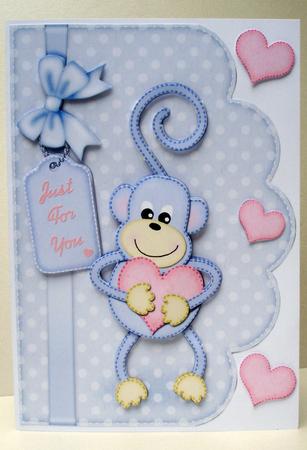 A5 Chunky Monkey Felties Scalloped Edge N 3D Decoupage by Audrey Brown clifford