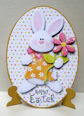Hoppy Easter Girl Bunny Oval Plate & Stand by Audrey Brown clifford