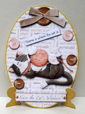 You're the Cats Whiskers! Playful Kitty Oval Plate & Stand by Audrey Brown clifford