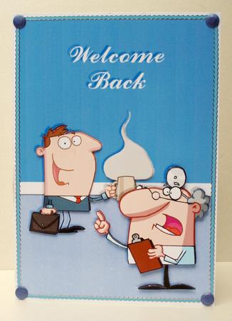 Welcome Back Job Male Card Front by Audrey Brown clifford