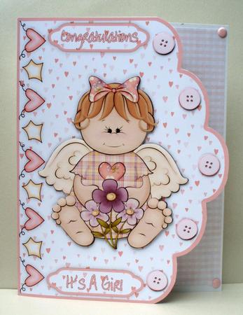 Cute Little Angel A4 Scallop Edge Card Front by Audrey Brown clifford