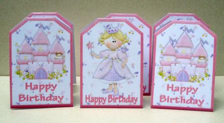 8 Folding Gift Tags Happy Birthday Princess / Castle by Audrey Brown clifford