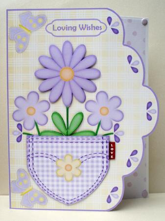 Posy Pocket in Lilac A4 Scallop Edge Card Front by Audrey Brown clifford