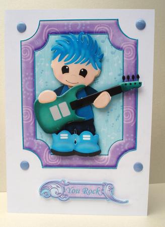You Rock Teenager with Guitar Topper Decoupage by Audrey Brown clifford