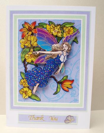 Rainbow Fairy Card Front & Decoupage by Audrey Brown clifford