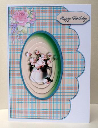 Country Roses Scalloped Edge Card with Pyramage by Audrey Brown clifford